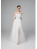 Off Shoulder Ivory Lace Sparkly Tulle Gorgeous Wedding Dress